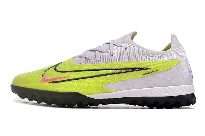 Chuteira Society Nike Phantom GX Elite TF Branca e Verde "Luminous Pack"