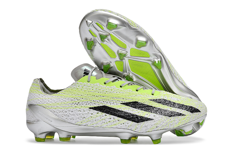 Chuteira Campo Adidas X Crazyfast+ FG Branca e Verde "Strong"