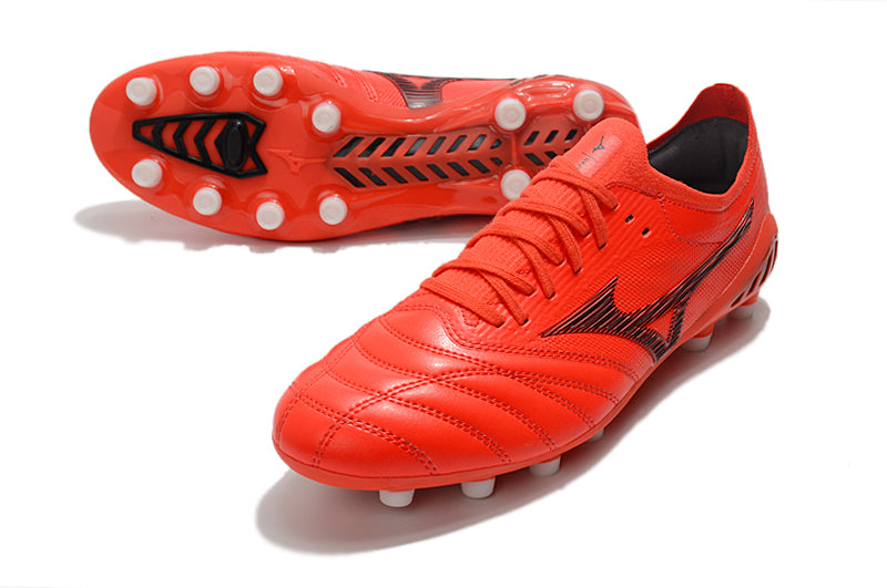 Chuteira Campo Mizuno Morelia Neo 3 FG Vermelha e Preta