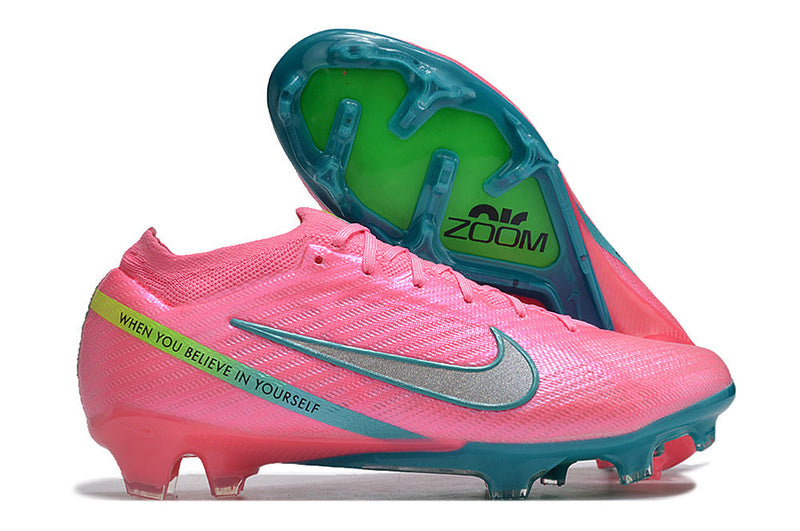 Chuteira Campo Nike Air Zoom Mercurial Vapor 15 Elite FG Rosa e Azul