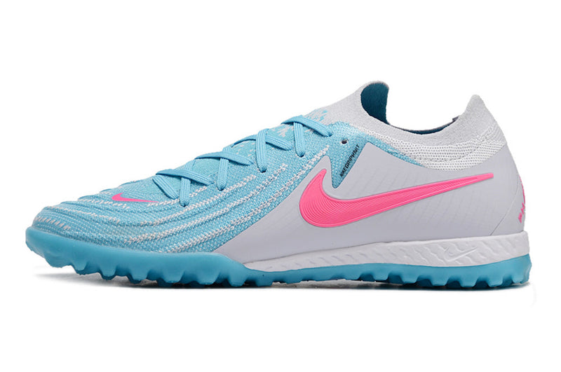 Chuteira Society Nike Phantom GX 2 Elite TF Cinza, Azul e Rosa