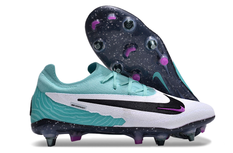 Chuteira Campo Nike Phantom GX Elite Trava Mista Branca, Verde e Roxa "Peak Ready Pack"