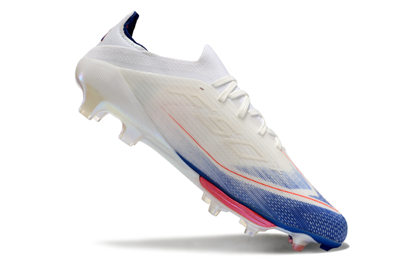 Chuteira Campo Adidas F50+ FG Branca, Azul e Vermelho "Advancement Pack"