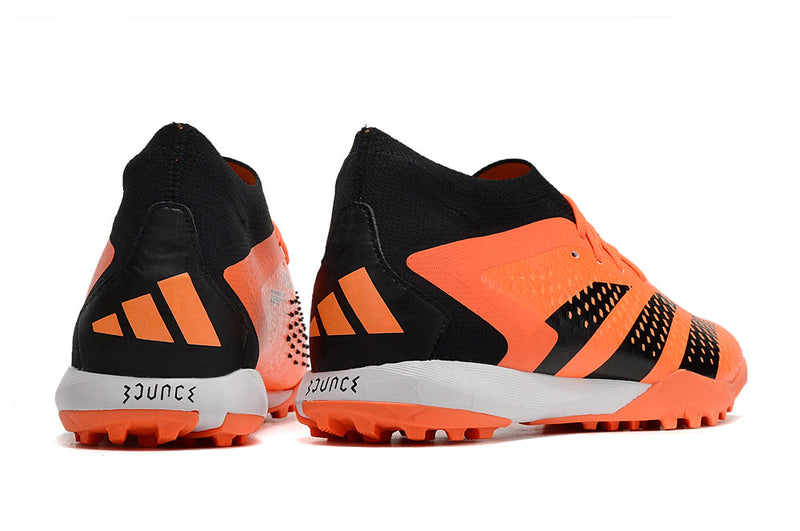 Chuteira Society Adidas Predator Accuracy.1 TF Preta e Laranja "Heatspawn Pack"