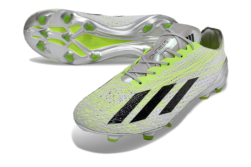 Chuteira Campo Adidas X Crazyfast+ FG Branca e Verde "Strong"