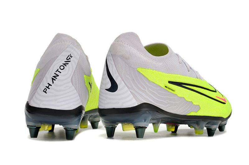 Chuteira Campo Nike Phantom GX Elite Trava Mista Cinza e Verde "Luminous Pack"