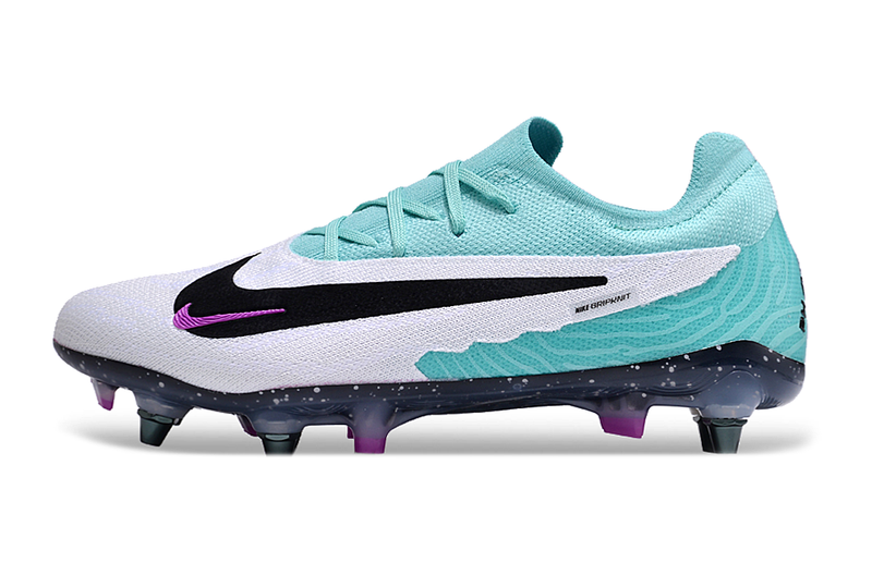 Chuteira Campo Nike Phantom GX Elite Trava Mista Branca, Verde e Roxa "Peak Ready Pack"