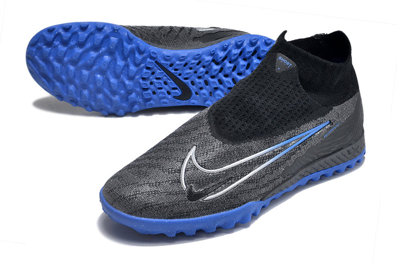 Chuteira Society Nike Phantom GX DF Elite TF Preta e Azul "Shadow Pack"