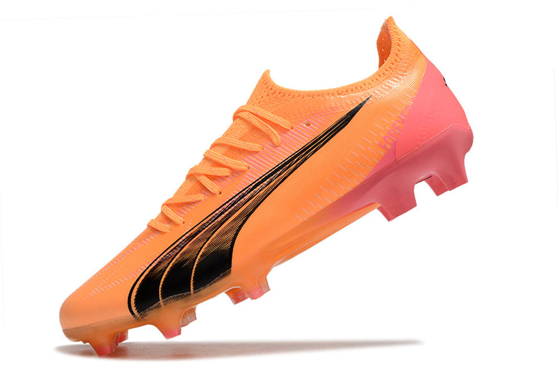 Chuteira Campo Puma Ultra Ultimate FG Laranja e Rosa "Forever Faster Pack"