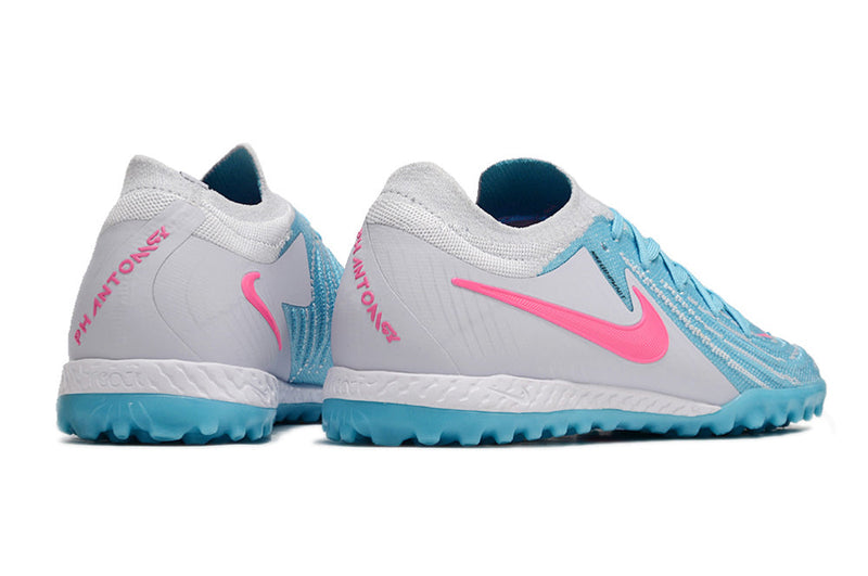 Chuteira Society Nike Phantom GX 2 Elite TF Cinza, Azul e Rosa