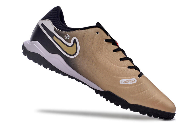 Chuteira Society Nike Tiempo Legend 10 Pro TF Preta e Dourado "Golden Touch"