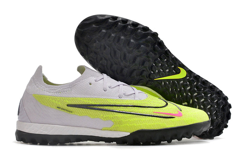 Chuteira Society Nike Phantom GX Elite TF Branca e Verde "Luminous Pack"