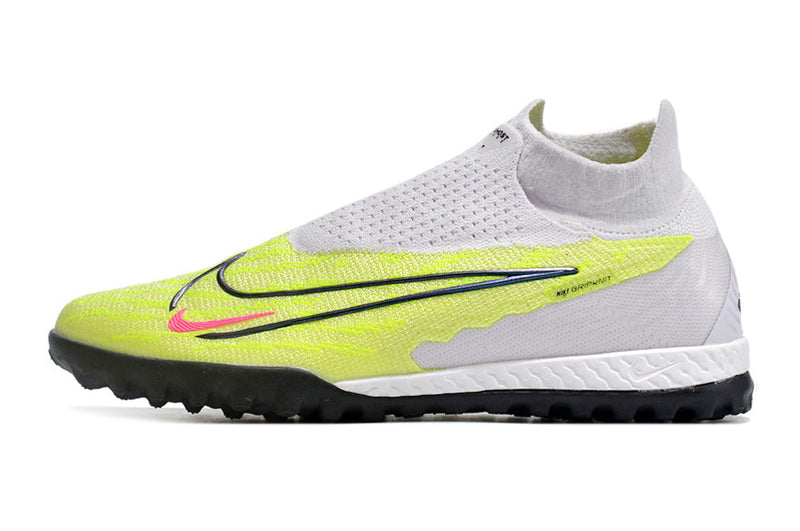 Chuteira Society Nike Phantom GX DF Elite TF Cinza e Verde "Luminous Pack"