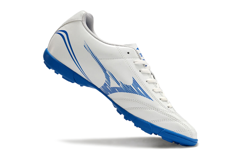 Chuteira Society Mizuno Morelia Classic Branca e Azul TF "Mugen Pack"