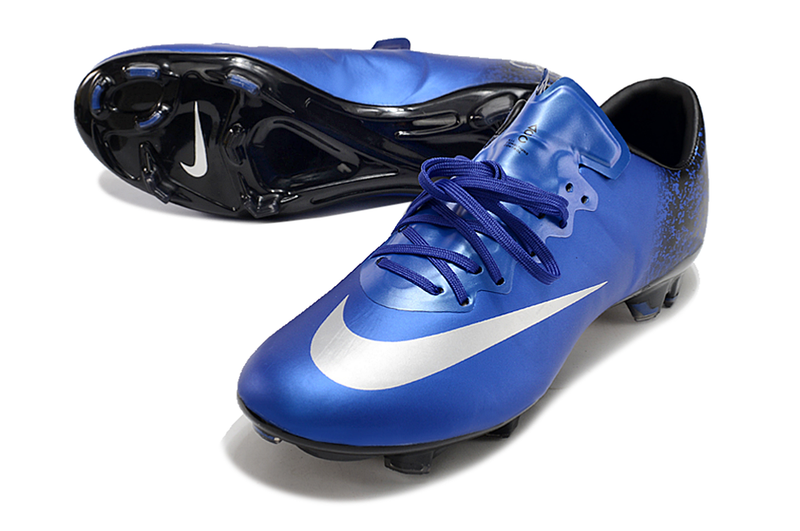 Chuteira Campo Nike Retrô Mercurial Vapor 10 FG Azul e Branco "CR7"