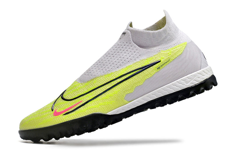 Chuteira Society Nike Phantom GX DF Elite TF Cinza e Verde "Luminous Pack"