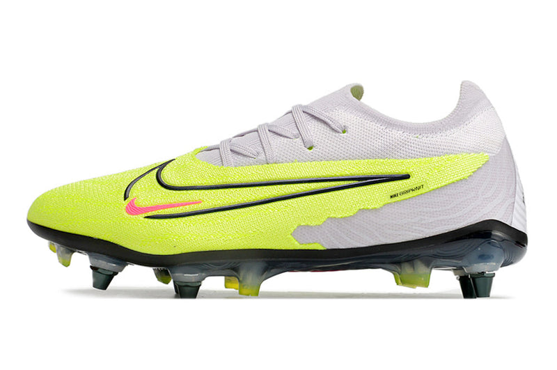 Chuteira Campo Nike Phantom GX Elite Trava Mista Cinza e Verde "Luminous Pack"