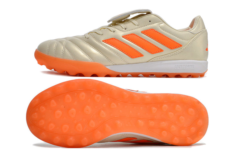 Chuteira Society Adidas Copa Gloro TF Bege e Laranja