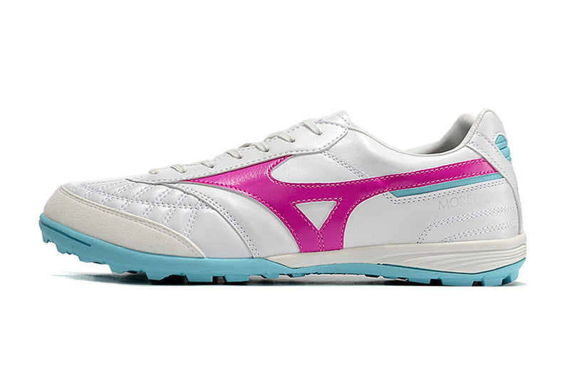 Chuteira Society Mizuno Morelia Sala Japan IC Branca, Rosa e Azul