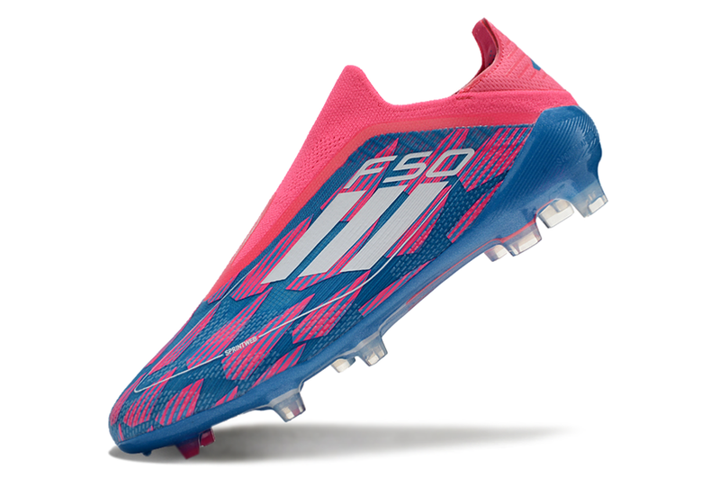 Chuteira Campo Adidas F50 LL FG Rosa, Azul e Branco "Re-Emergence Pack"