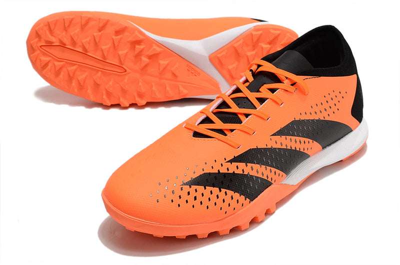 Chuteira Society Adidas Predator Accuracy.1 TF Low Preta e Laranja "Heatspawn Pack"