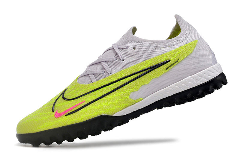 Chuteira Society Nike Phantom GX Elite TF Branca e Verde "Luminous Pack"