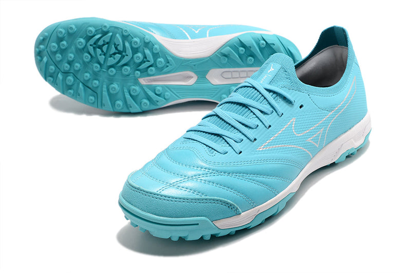 Chuteira Society Mizuno Morelia Neo Beta TF Azul "Azure Blue Pack"