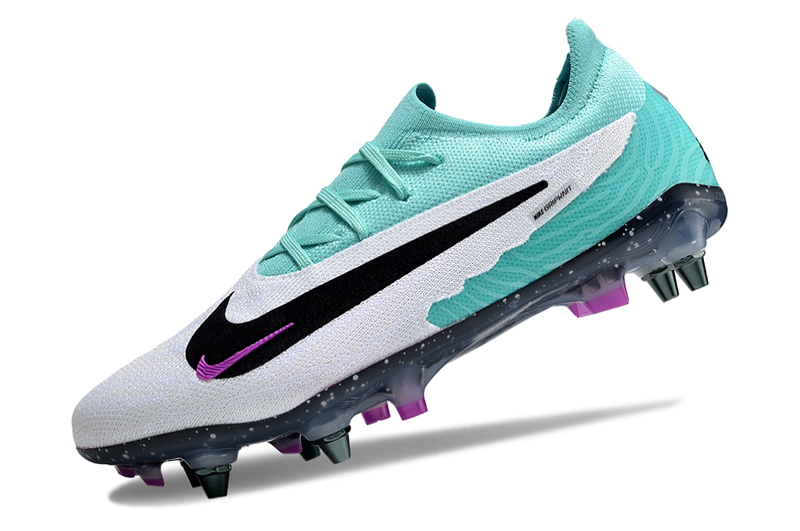 Chuteira Campo Nike Phantom GX Elite Trava Mista Branca, Verde e Roxa "Peak Ready Pack"