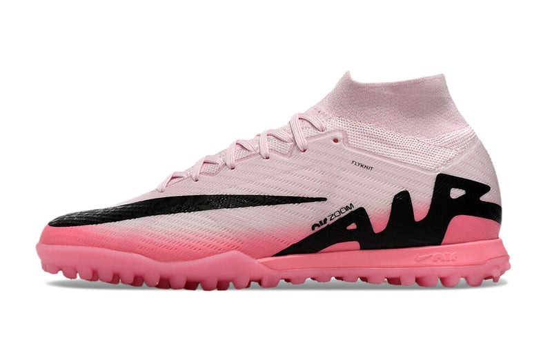 Chuteira Society Nike Air Zoom Mercurial Superfly 9 Elite TF Rosa e Preto "Mad Brilliance Pack"