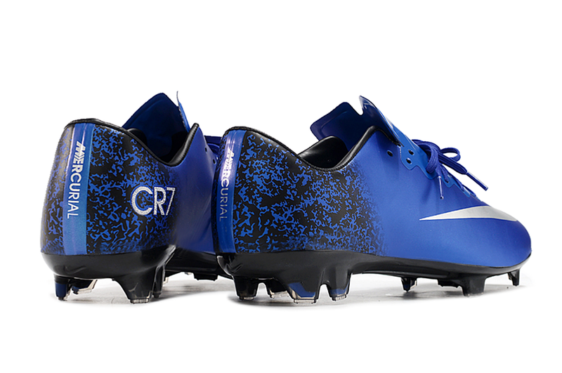 Chuteira Campo Nike Retrô Mercurial Vapor 10 FG Azul e Branco "CR7"