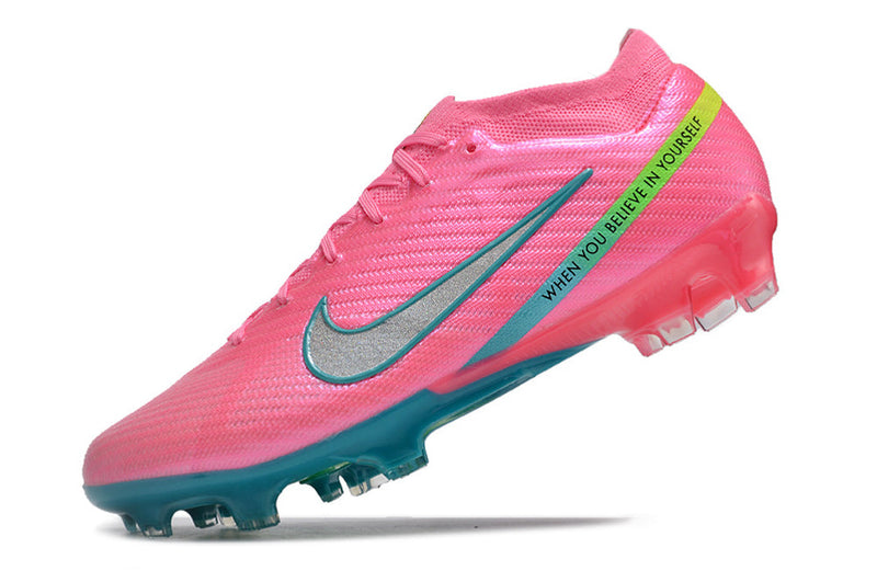 Chuteira Campo Nike Air Zoom Mercurial Vapor 15 Elite FG Rosa e Azul