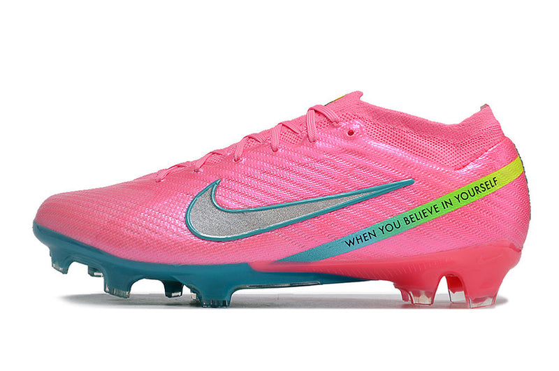 Chuteira Campo Nike Air Zoom Mercurial Vapor 15 Elite FG Rosa e Azul