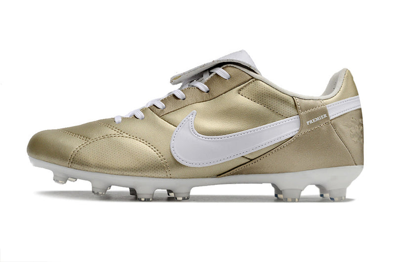 Chuteira Campo Nike Premier 3 FG Dourada e Branca