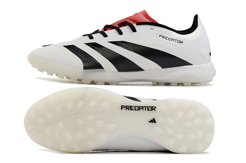 Chuteira Society Adidas Predator Elite TF Branca, Preta e Vermelha