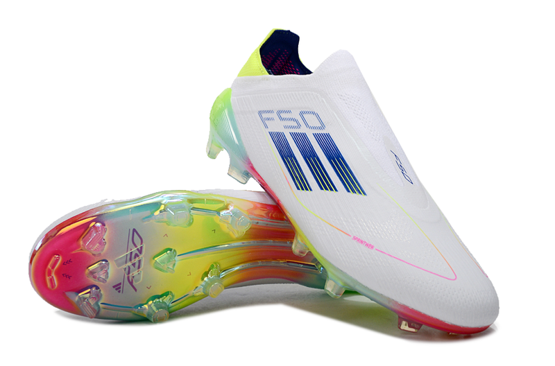 Chuteira Campo Adidas F50 LL FG Branca e Colorida "Olympic Boot Pack"