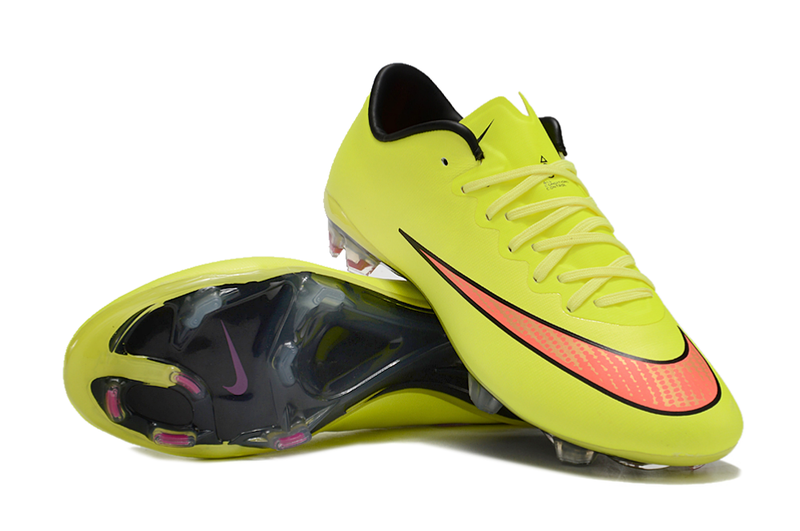 Chuteira Campo Nike Retrô Mercurial Vapor 10 FG Verde Neon e Laranja