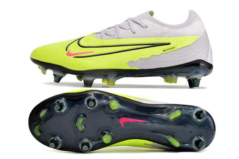 Chuteira Campo Nike Phantom GX Elite Trava Mista Cinza e Verde "Luminous Pack"