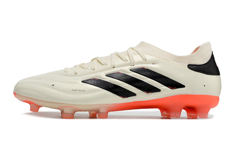 Chuteira Campo Adidas Copa Pure II + FG Bege, Laranja e Preta "Solar Energy"