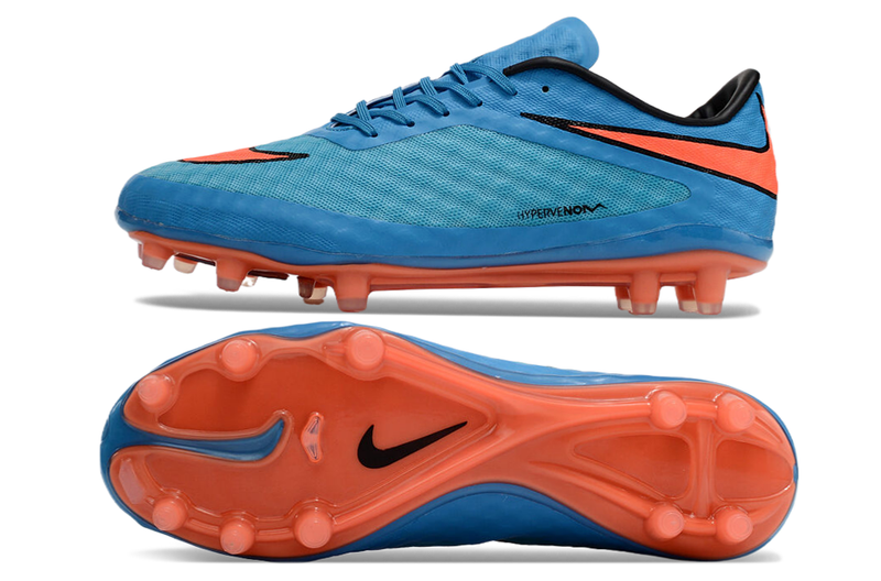 Chuteira Campo Nike Retrô Hypervenom Phantom I FG Azul, Laranja e Preto