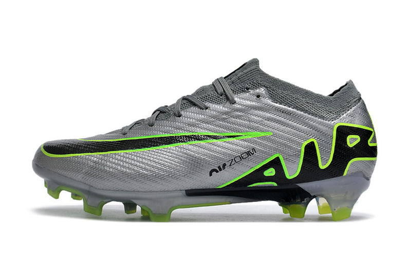 Chuteira Campo Nike Air Zoom Mercurial Vapor 15 Elite FG Cinza e Verde