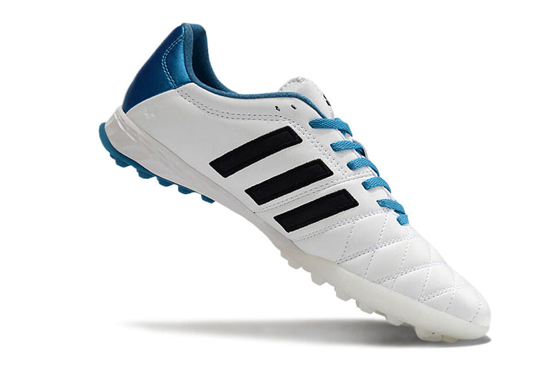 Chuteira Society Adidas AdiPure 11 Pro TF Branca e Azul "Toni Kroos"