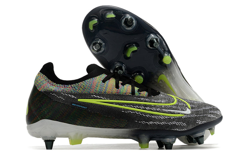 Chuteira Campo Nike Phantom GX Elite Trava Mista Preta e Verde "Link Pack"