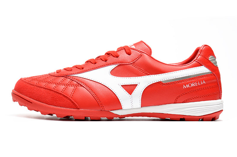 Chuteira Society Mizuno Morelia Sala Japan TF Vermelha e Branca