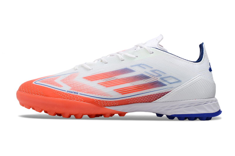 Chuteira Society Adidas F50 TF Branca, Vermelha e Azul "Advancement Pack"