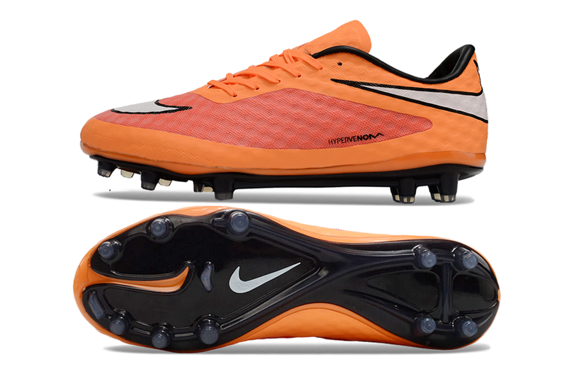 Chuteira Campo Nike Retrô Hypervenom Phantom I FG Laranja, Vermelha, Branca e Preta