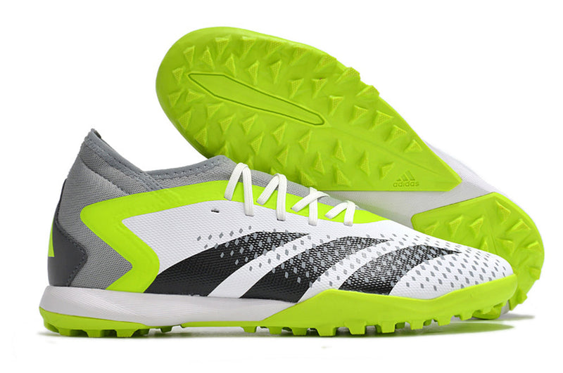 Chuteira Society Adidas Predator Accuracy.1 TF Branca e Verde "Crazyrush Pack"