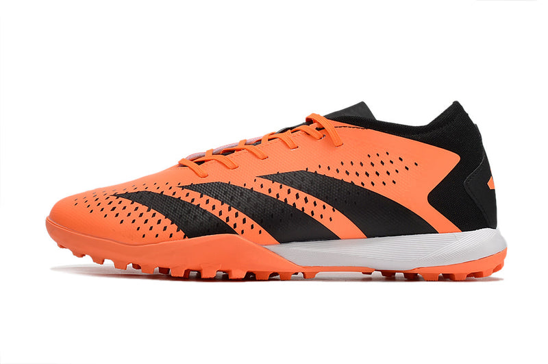 Chuteira Society Adidas Predator Accuracy.1 TF Low Preta e Laranja "Heatspawn Pack"