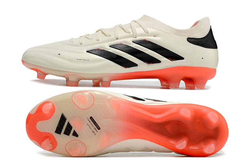 Chuteira Campo Adidas Copa Pure II + FG Bege, Laranja e Preta "Solar Energy"