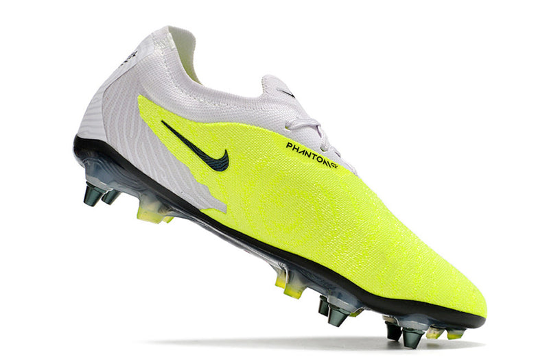 Chuteira Campo Nike Phantom GX Elite Trava Mista Cinza e Verde "Luminous Pack"