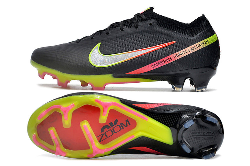 Chuteira Campo Nike Air Zoom Mercurial Vapor 15 Elite FG Preta e Colorida